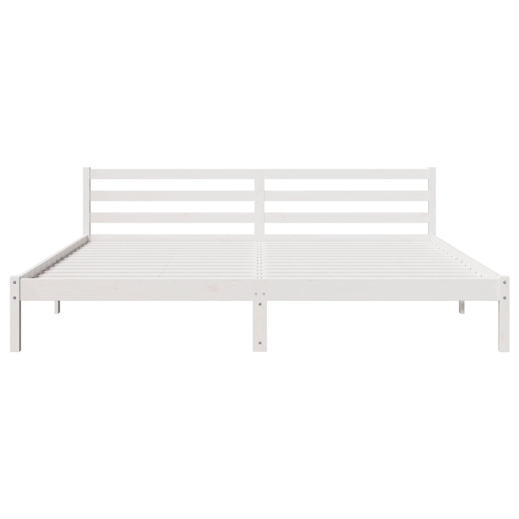 Struttura Letto  con Testiera Bianco 180x210 cm Legno Massello Pino