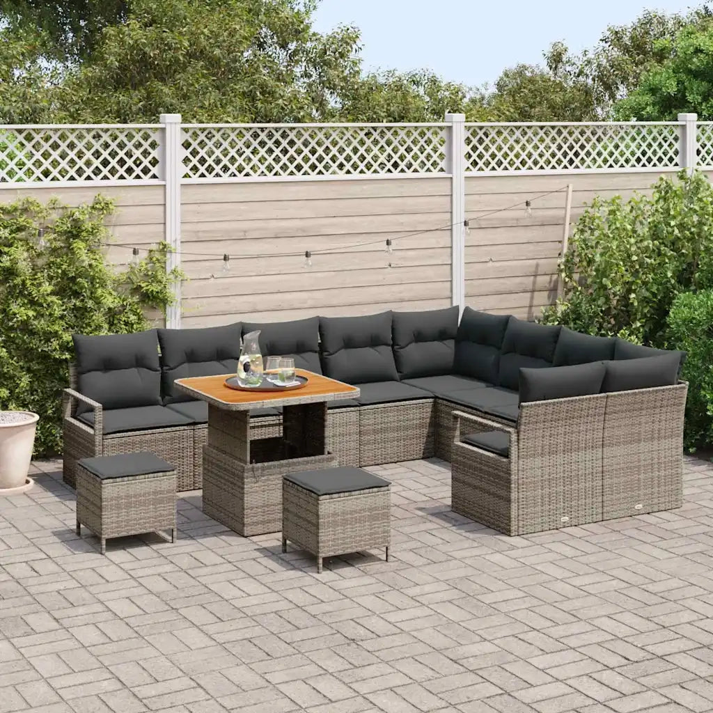 Set Divano da Giardino con cuscino 12 pcs Grigio polyrattan 3362563