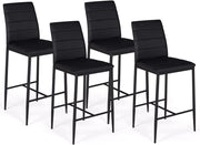 Set di 4 sgabelli da bar imbottito design contemporaneo in PVC nero ROMANE
