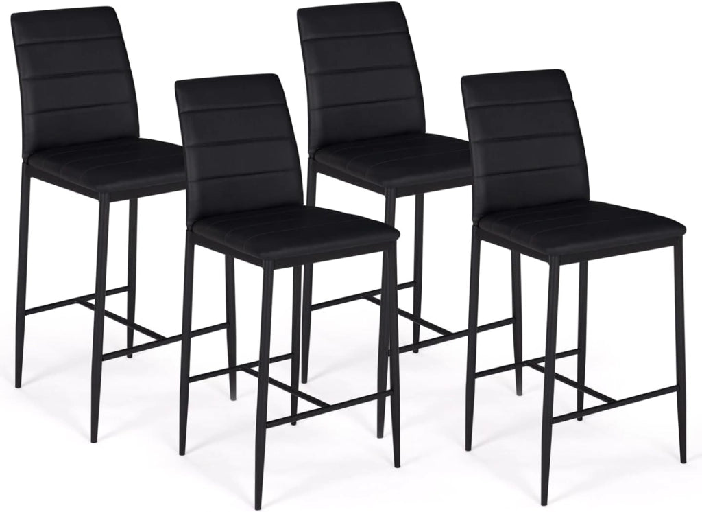 Set di 4 sgabelli da bar imbottito design contemporaneo in PVC nero ROMANE