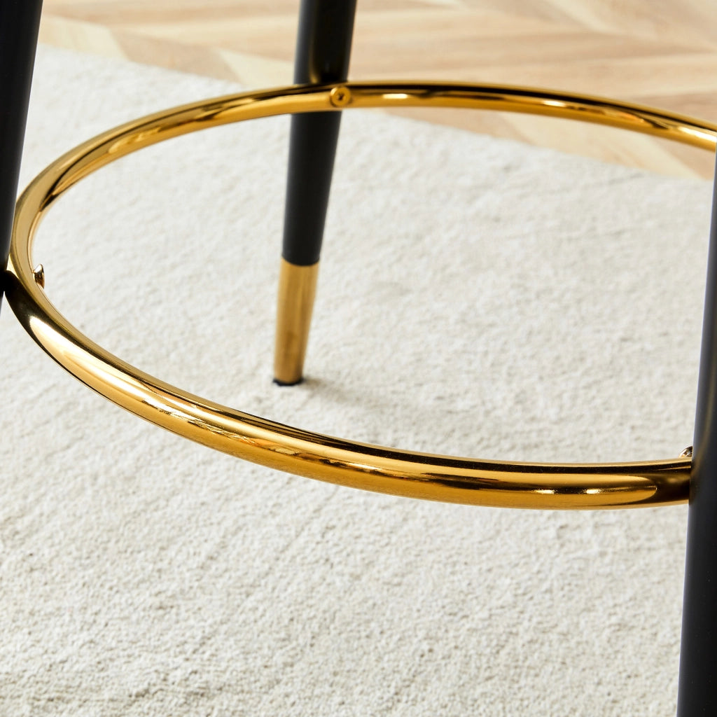 Sgabello da bar girevole 360° con schienale traforato, seduta ergonomica, tessuto, Marrone e Nero