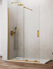 Porta doccia scorrevole 1+1 CIRENE (KENNA) Walk-in 155 cm Profilo Oro