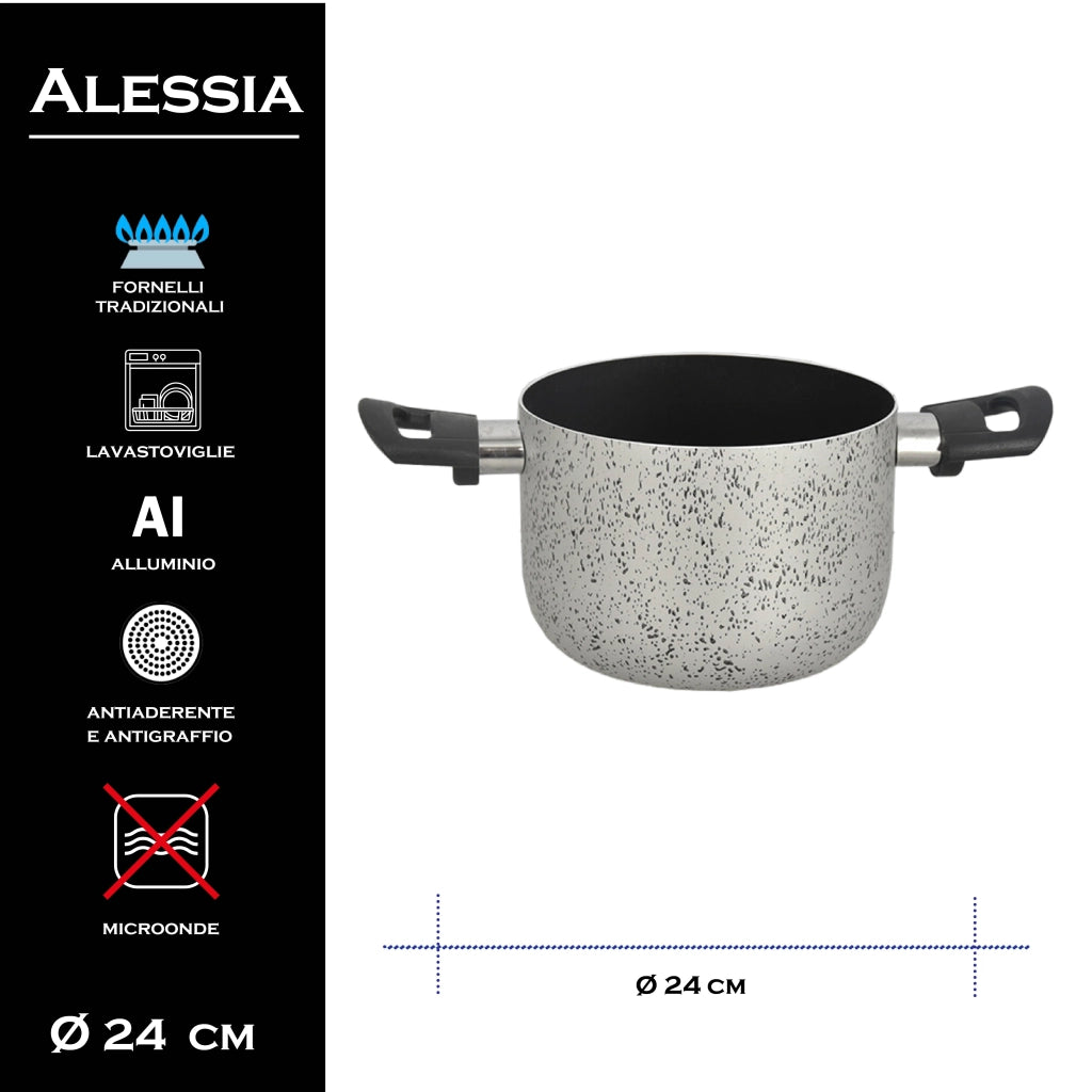 MA MAISON PENTOLA LINEA ALESSIA 24 CM SPESSORE 1,60 MM ANTIADERENTE E ANTIGRAFFIO IN ALLUMINIO