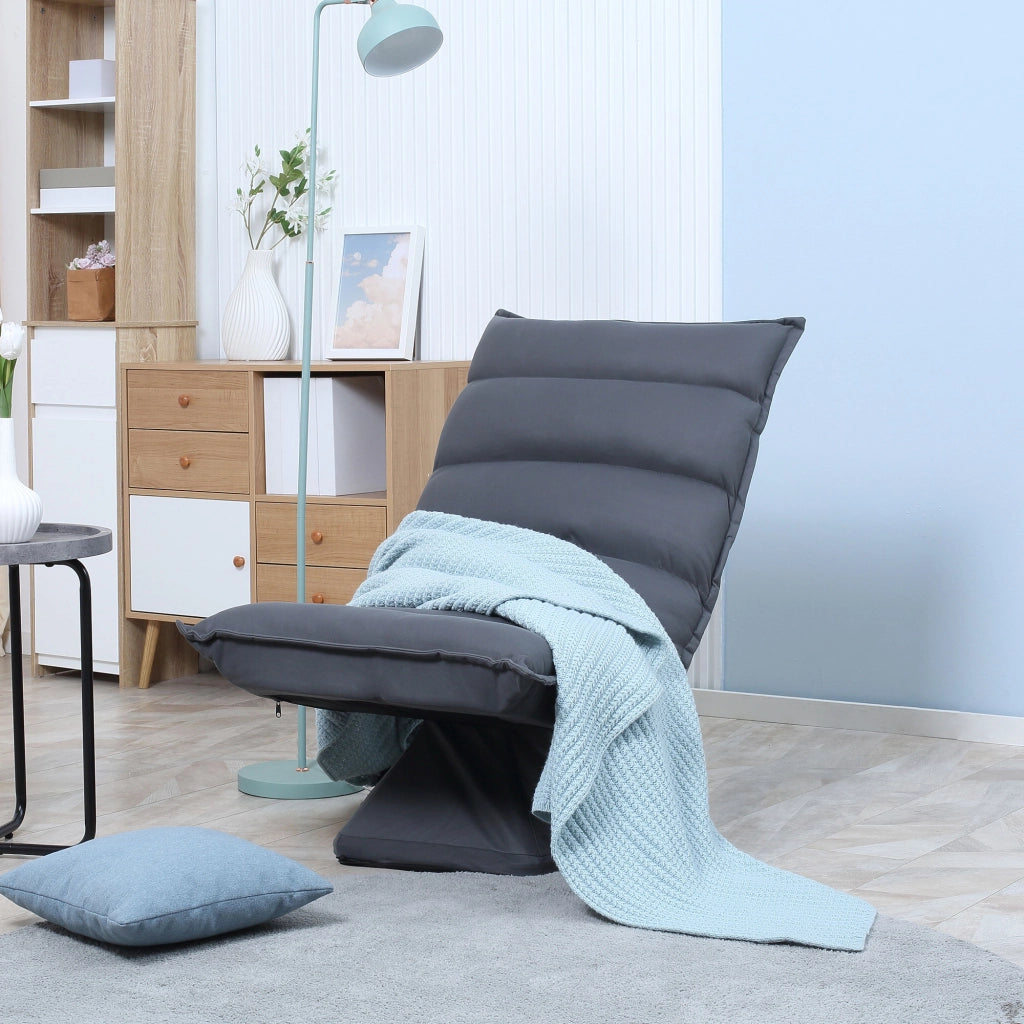 POLTRONA da pavimento girevole 360° con schienale regolabile 62x70x95 cm grigio scuro