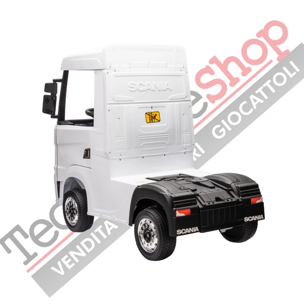 Camion Elettrico Per Bambini  Scania 24V Porte Apribili-Bianco