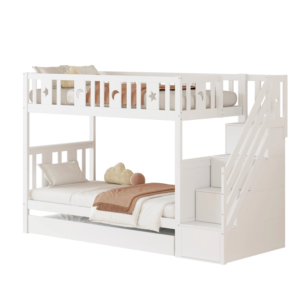 LETTO A CASTELLO CON LETTO ESTRAIBILE 90x200 cm BIANCO IN LEGNO