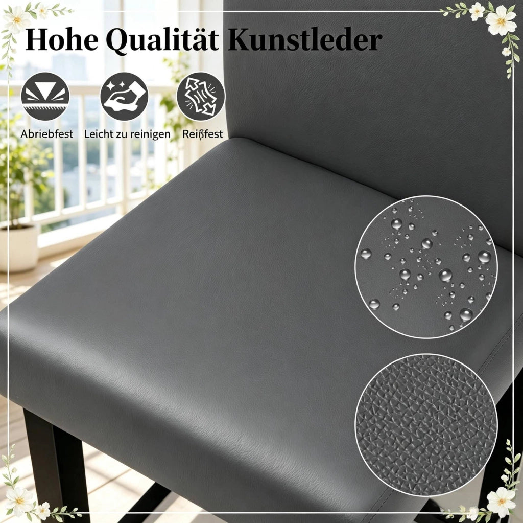 Set 2 sgabelli da bar con schienale 41 x 37,5 x 110 cm nero e grigio