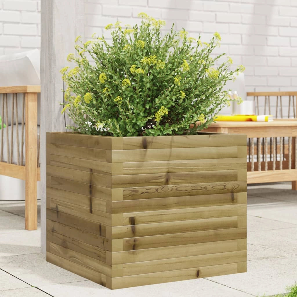 Fioriera rialzata per piante e fiori terrazza giardino 50 x 50 x 45,5 cm legno di pino impregnato marrone 02_0037635