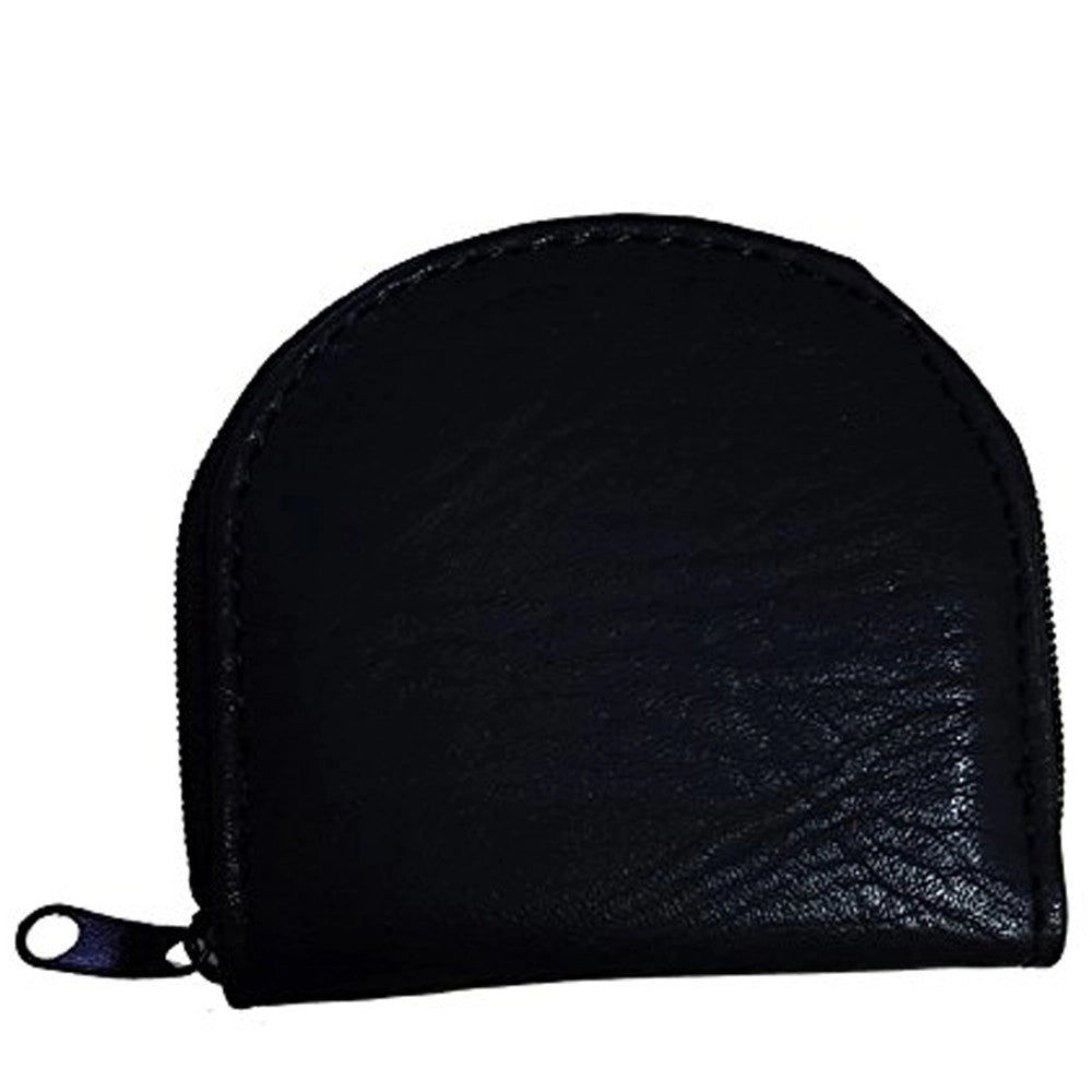 Trade Shop - Borsellino Wallet Uomo Donna Portamonete Tinta Unita Mezza Luna Zip In Eco Pelle -