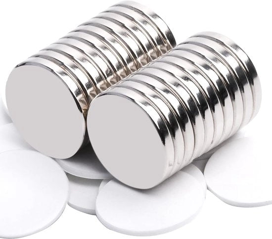 Magnetici autoadesivi - neodimio - forti - 20 pezzi - rotondi - 20 x 3 mm