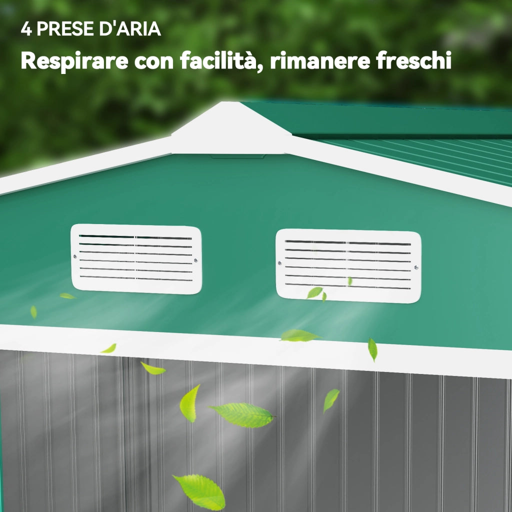 Capanno da Giardino in Acciaio ¨C zephmum ¨C Verde Scuro 277x195x192 cm