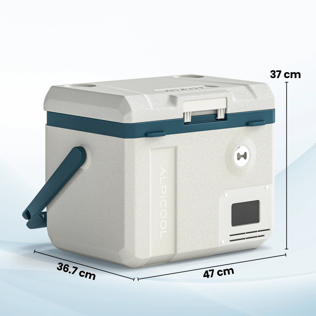 Frigorifero Portatile per Auto 47x36,7x37 cm Capacità da 19L con Compressore e Controllo App in PP Bianco