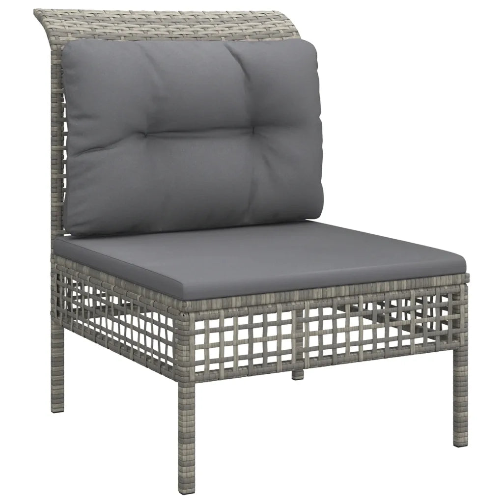 Divano Centrale da Giardino con Cuscino in Polyrattan Grigiocod mxl 119396