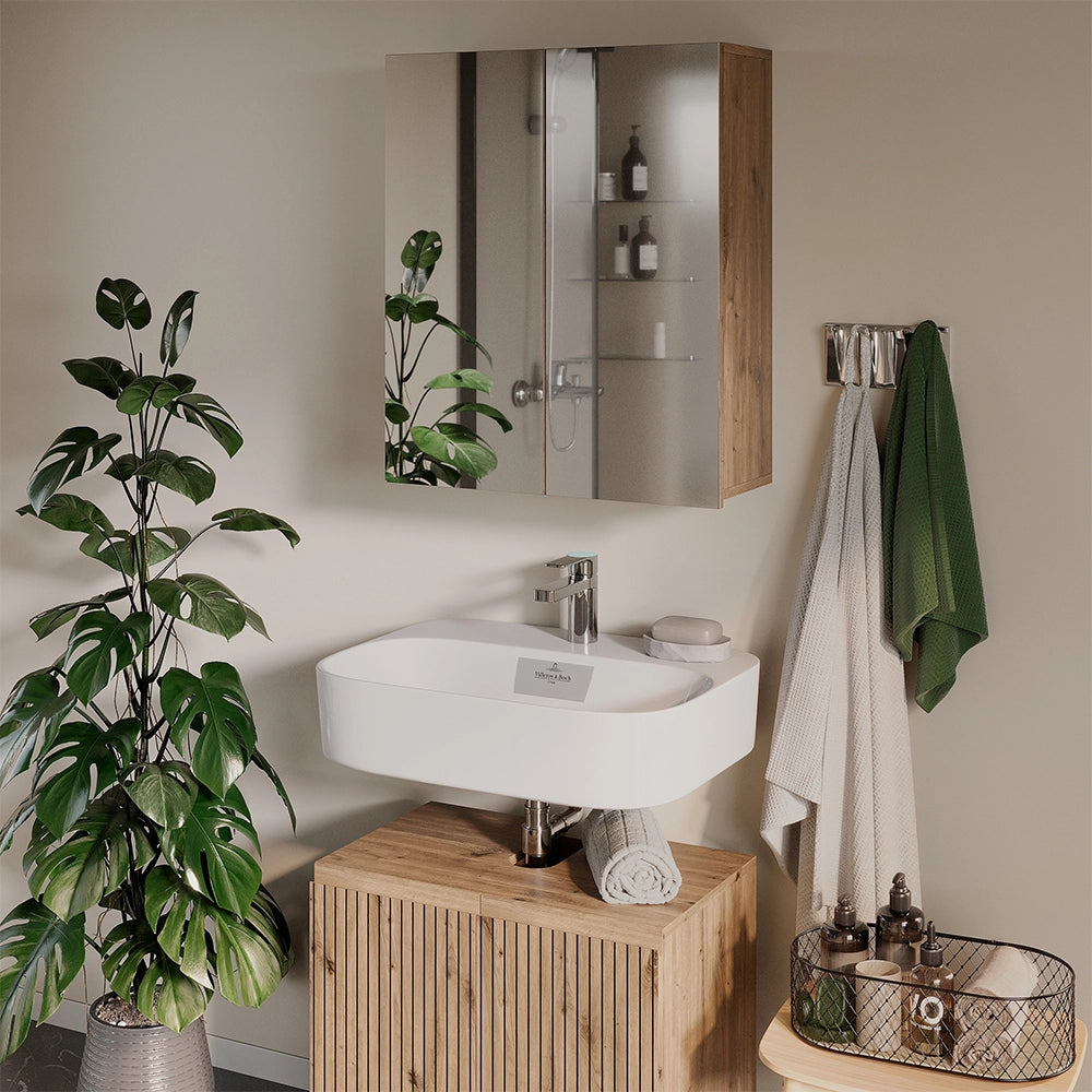 Vicco Specchio contenitore bagno Artigiano 60 x 70 cm con 3 scomparti chiusi
