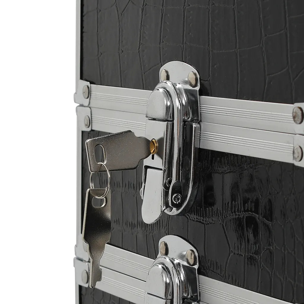 Valigia Trolley per Cosmetici Alluminio Nero Design Coccodrillo CFW6569812