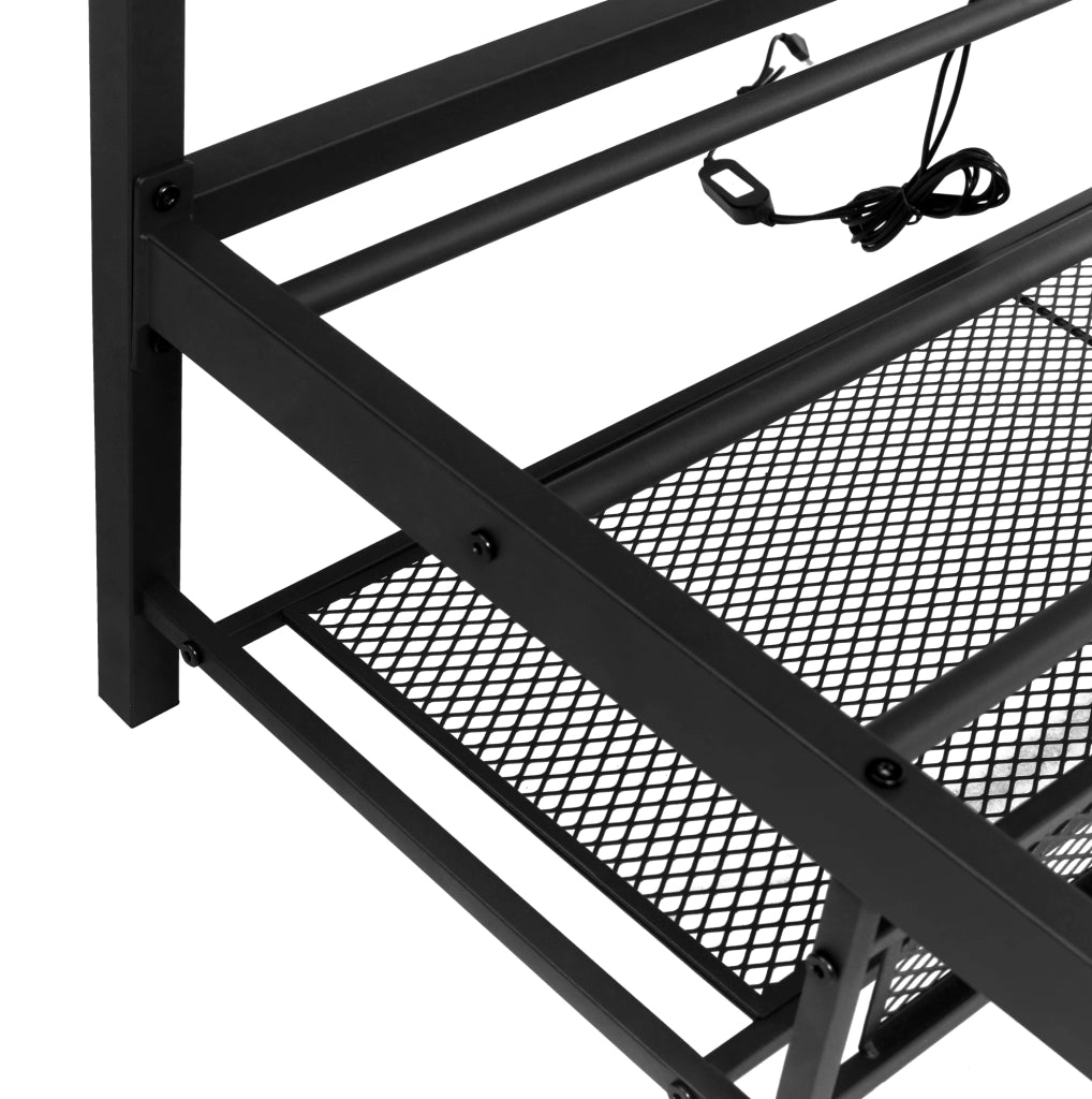Letto gaming con supporto regolabile e LED in ferro nero