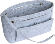 Organizzatore interno per borse a mano con maniglie e catenina per chiavi, multifunzionale, per borse a mano con tasche interne (grigio chiaro, piccola)