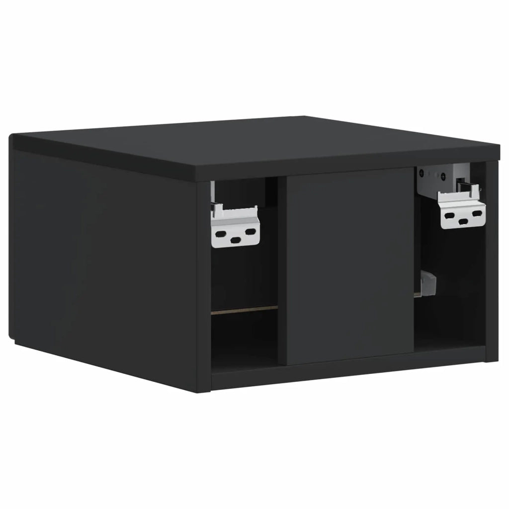 Comodino | Armadio da Notte | Mobiletto da notte a muro con cassetto Nero 34,5 x 33 x 20 cm