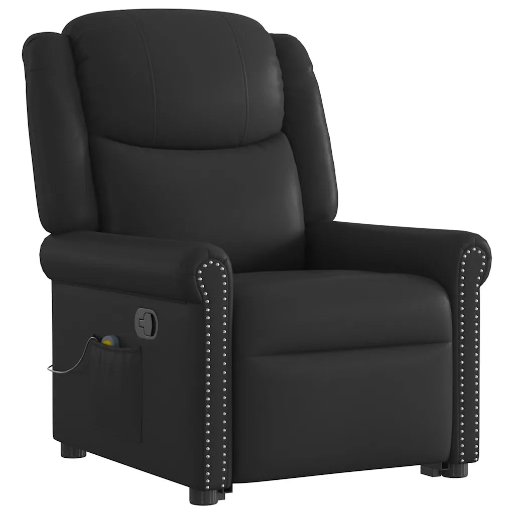Poltrona Alzapersona Reclinabile Massaggio Nera Similpelle 3303420