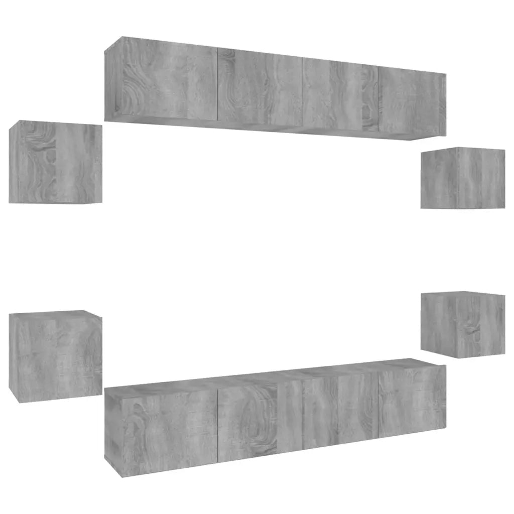 Set Mobili Porta TV 8pz Grigio Sonoma in Legno Multistrato 3114220