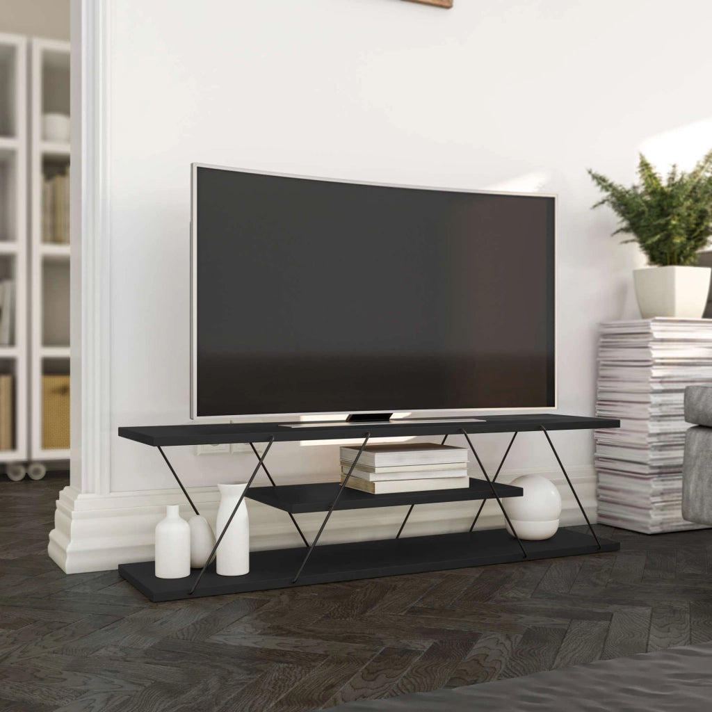 Mobile TV in legno "April" - 120 x 30 x 33 cm - Grigio antracite