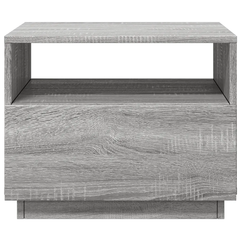 Tavolino da Soggiorno con Luci LED-Tavolino da Salotto-Tavolo Grigio Sonoma 50x49x40 cm