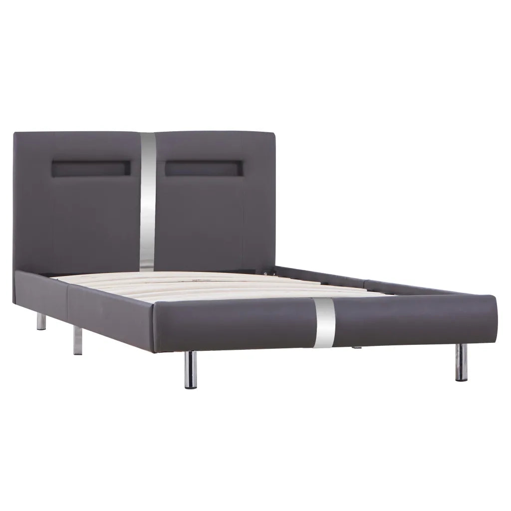 Giroletto con LED senza Materasso-Struttura Letto Grigio in Similpelle 90x200cm 835526