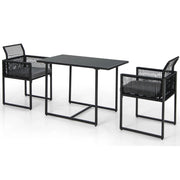 Set composto da 3 tavolo e 3 sedie set da pranzo 108 x 60 x 72 cm comodo e salvaspazio design moderno in rattan PE nero 20_0019441