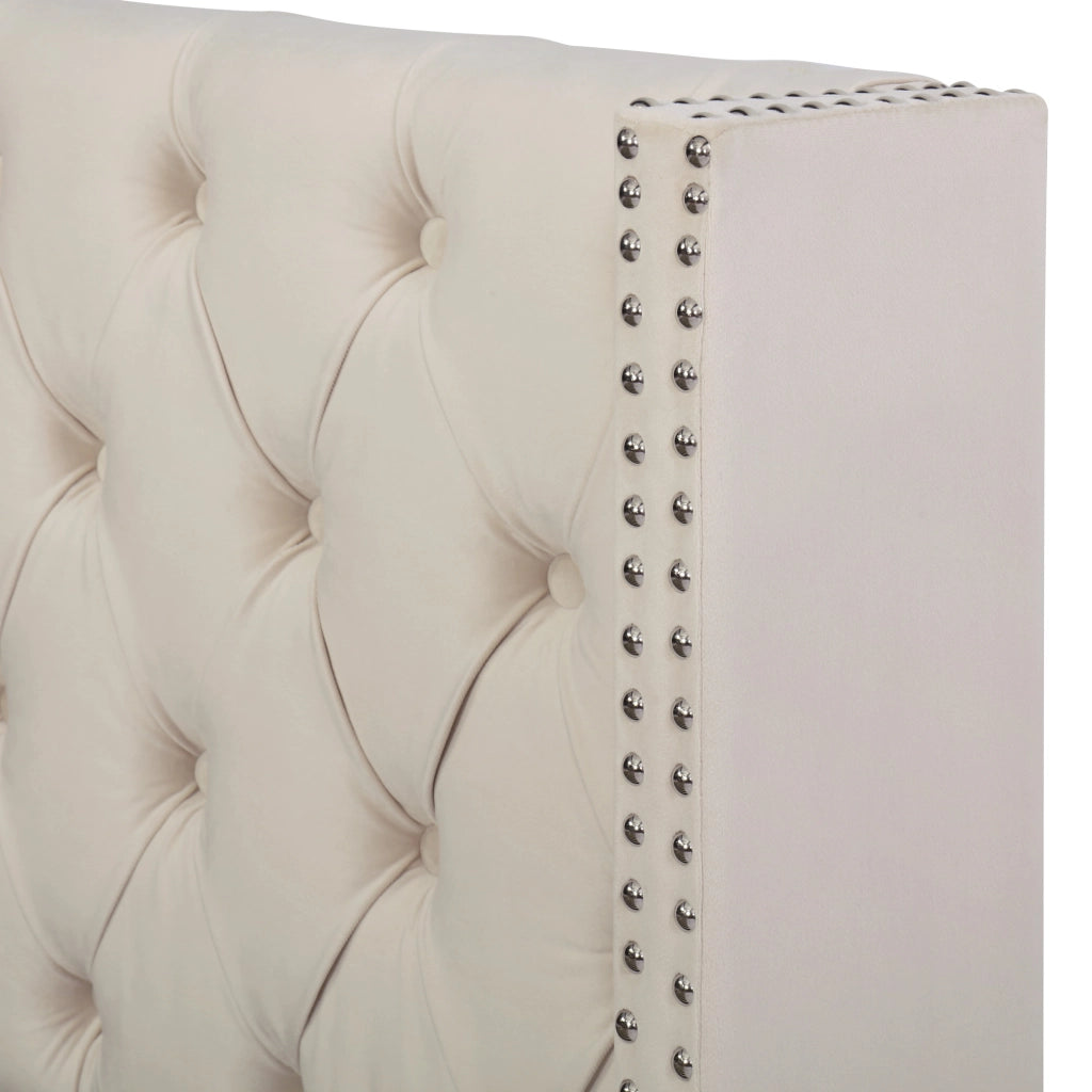 Letti contenitori 140x190 cm; apertura idraulica; velluto beige (Senza materasso)