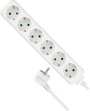 Scatola di alimentazione 6-piatte, multiplo - cavo 3 m - max. 3500 W - bianco