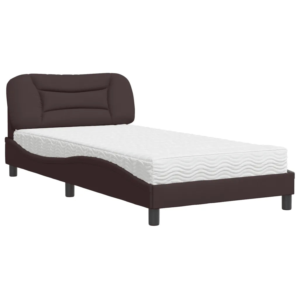 Letto con Materasso Hvar Marrone Scuro 100x200 cm in Tessuto