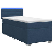 Letto con Box Spring, Materasso e LED Blu 90 x 200 cm Tessuto 3451853