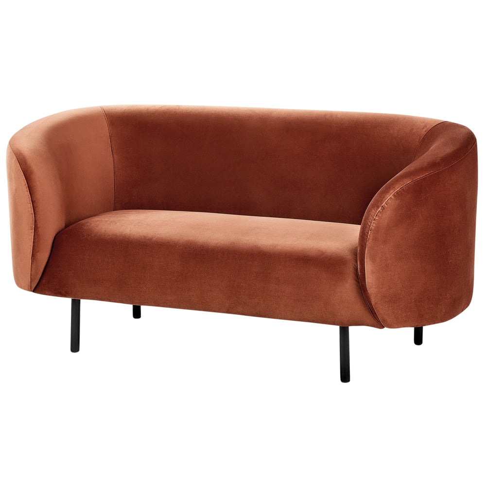Divano 2 posti in poliestere arancione con gambe nere stile glamour retrò soggiorno