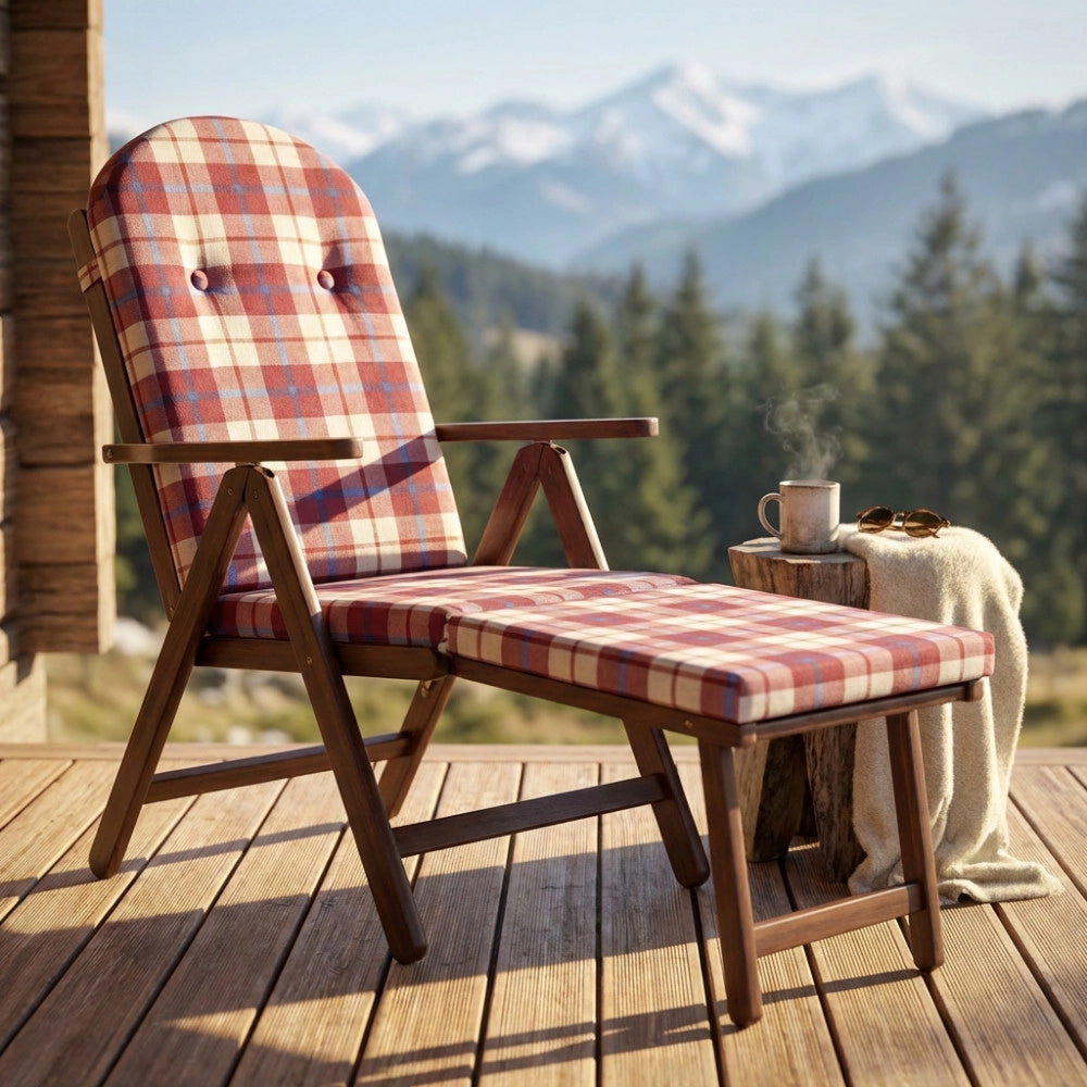 POLTRONA 4 POSIZIONI RELAX FAGGIO C/CUSCINO E PROLUNGA