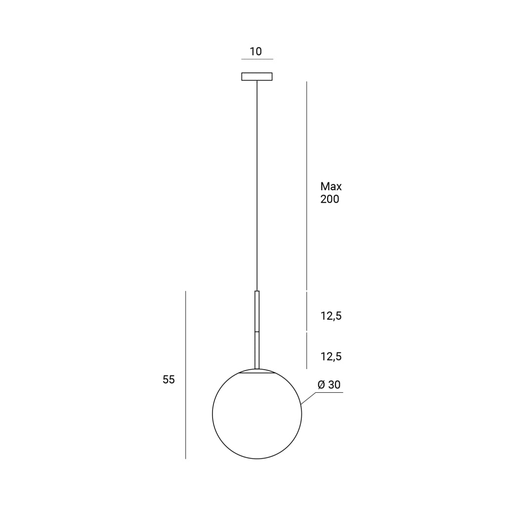 JUGEN BLACK SOSPENSIONE 1 LUCE VETRO BIANCO MONTATURA NERA ATTACCO E27D.30CM
