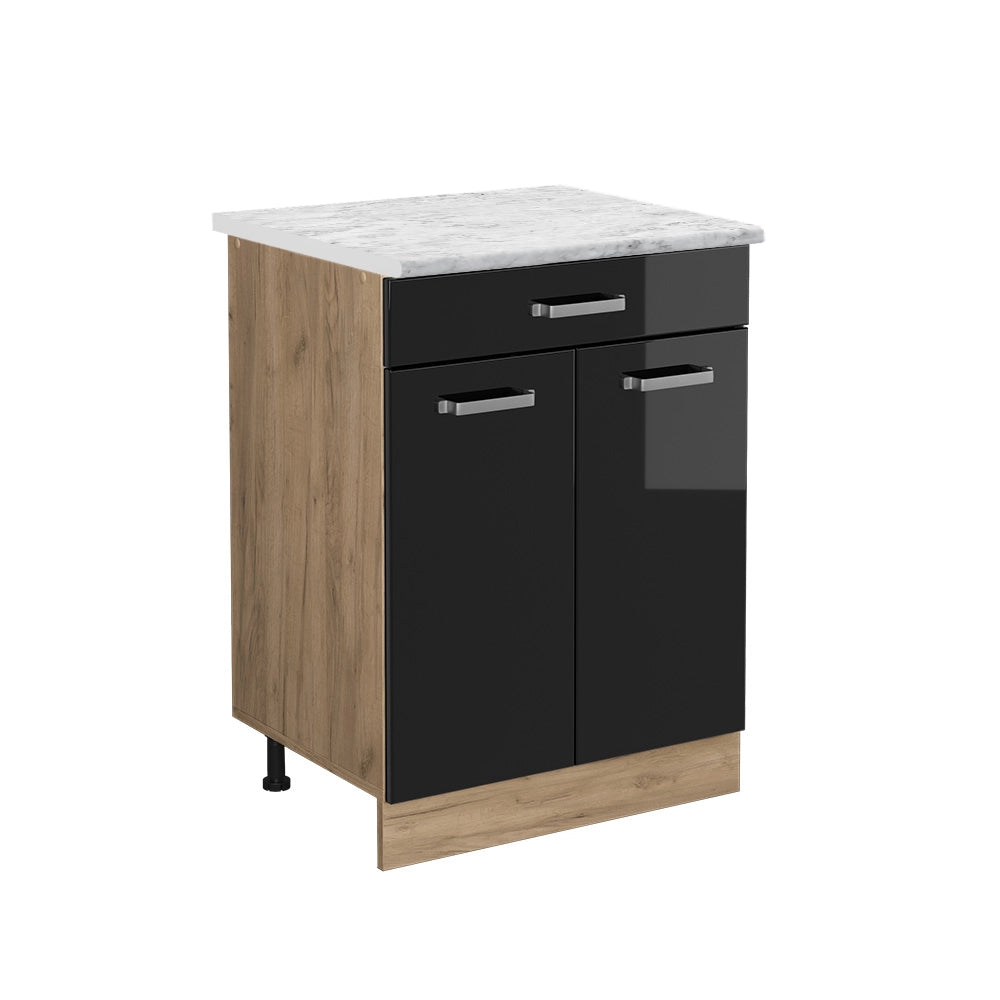 Vicco Mobiletto base per cucina Nero lucido 60 cm PL Marmo