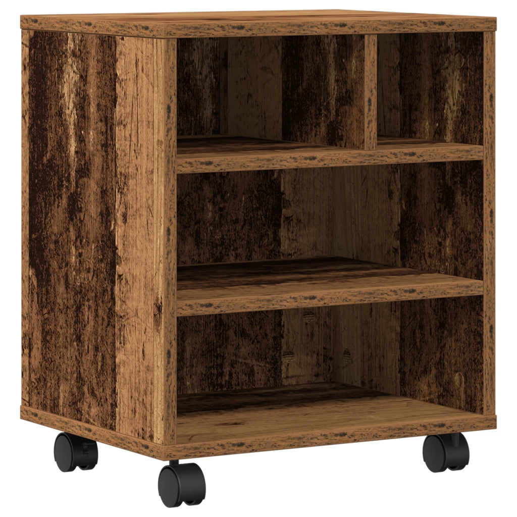 Stand per stampante  con ruote in legno vecchio 41x32x48 cm