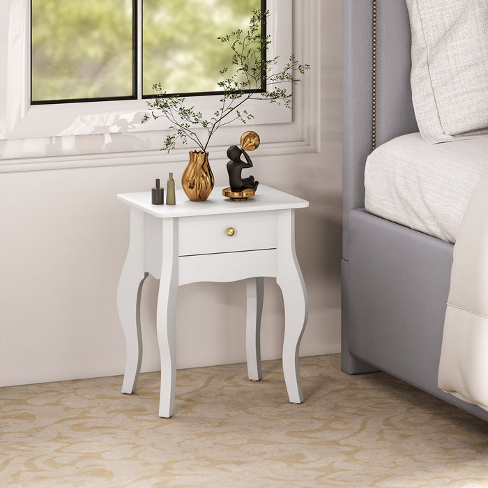 Tavolino da Salotto in Stile Francese 45x35x55 cm in MDF Bianco