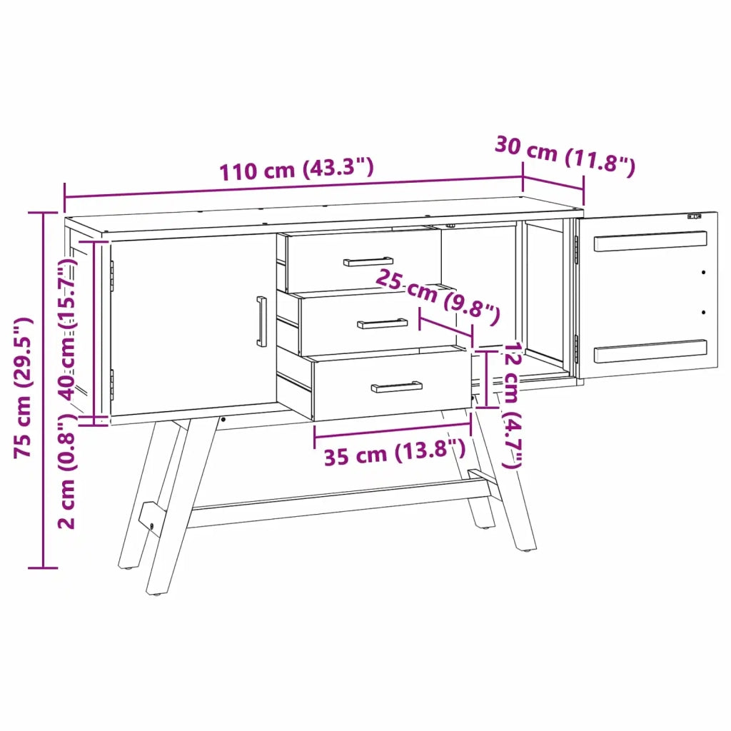 Supporto TV Naturale 110 x 30 x 75 cm Legno di teak solido 42017954