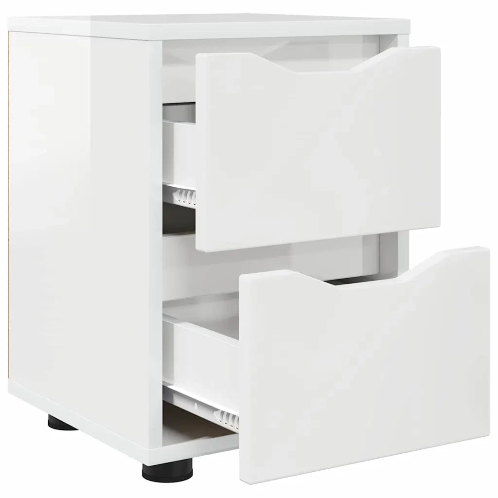 Comodino-Tavolino da notte Bianco Lucido 30,5 x 30 x 43 cm Legno multistrato