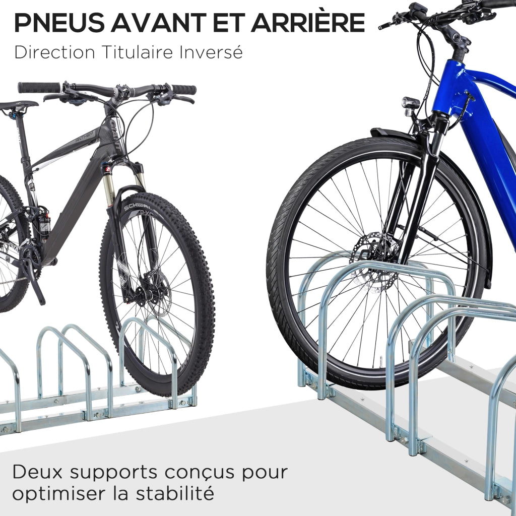 Portabiciclette per 6 bici ¨C zephmum ¨C acciaio argento 179x33x27 cm