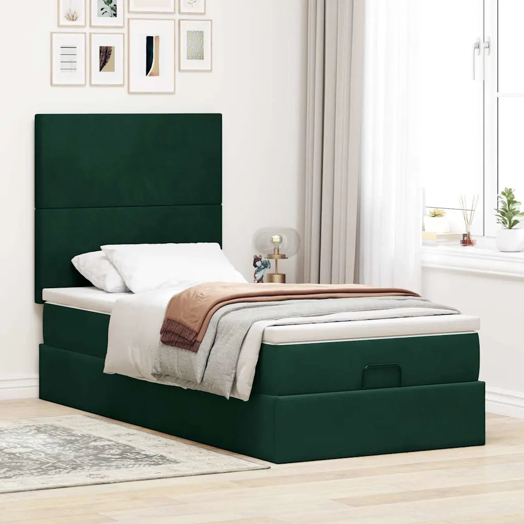 vidaXL Struttura Letto Pouf con Materassi 90x200 cm in Velluto