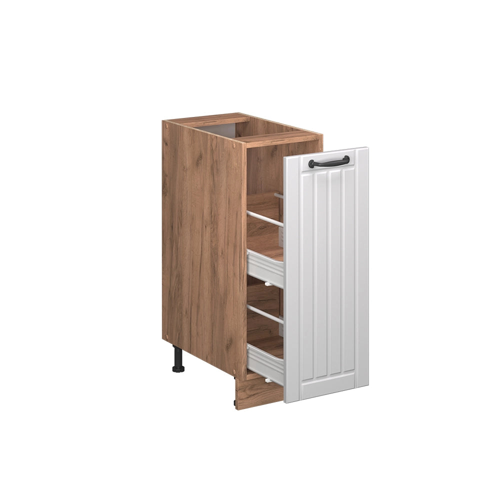 Vicco Armadio cucina dispensa alto Bianco casa di campagna 30 cm , PL Rovere