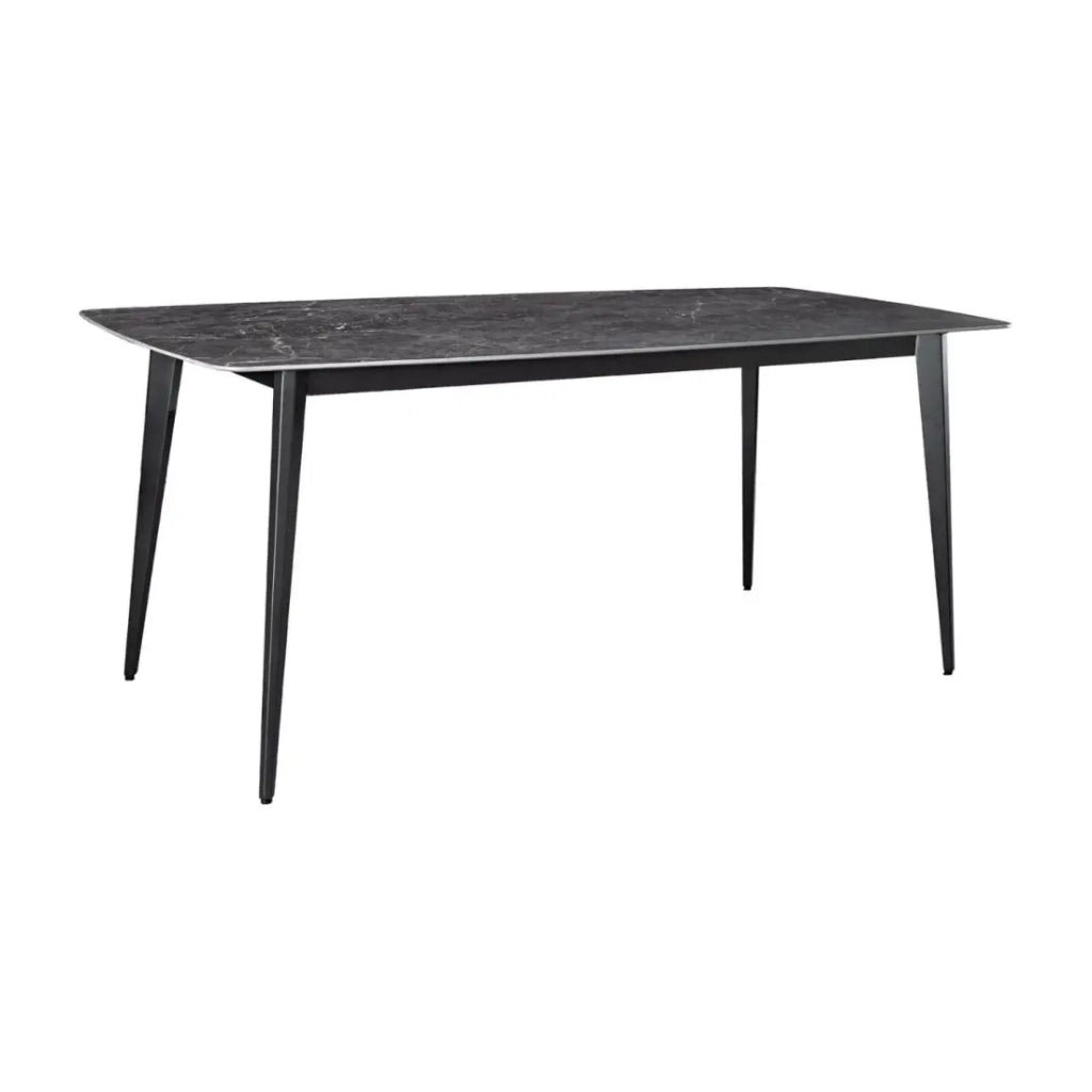 Tavolo HEXA – Rettangolare 180 cm – Piano in ceramica effetto marmo antracite – Gambe in metallo – Stile moderno