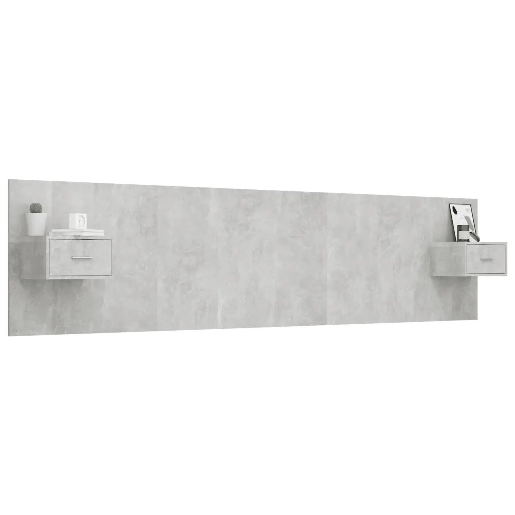 Testiera | Testata Letto con Comodini in Legno Multistrato Grigio Cemento