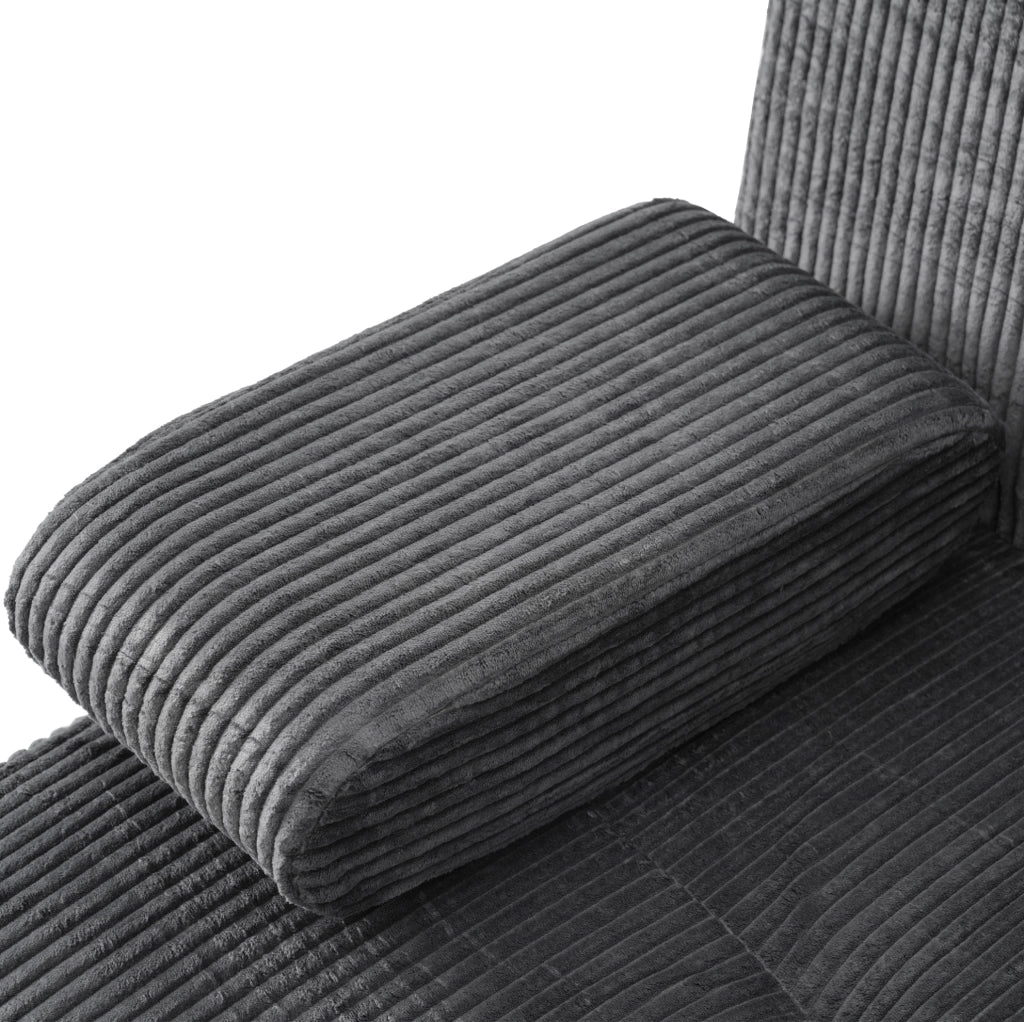 Divano modulare 4 posti 311x90 cm in velluto a coste grigio scuro HOMVRA