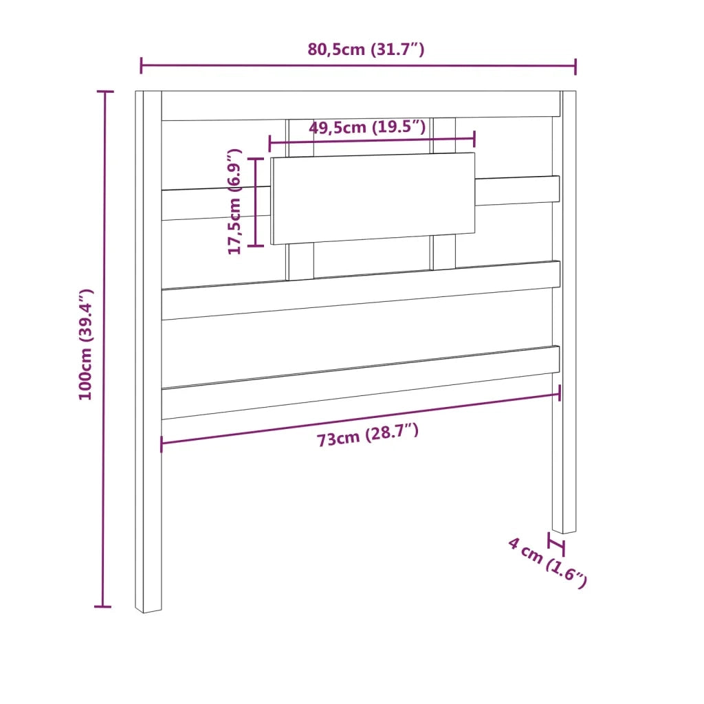 Testiera per Letto ambra 80,5x4x100cm in Legno Massello di Pino