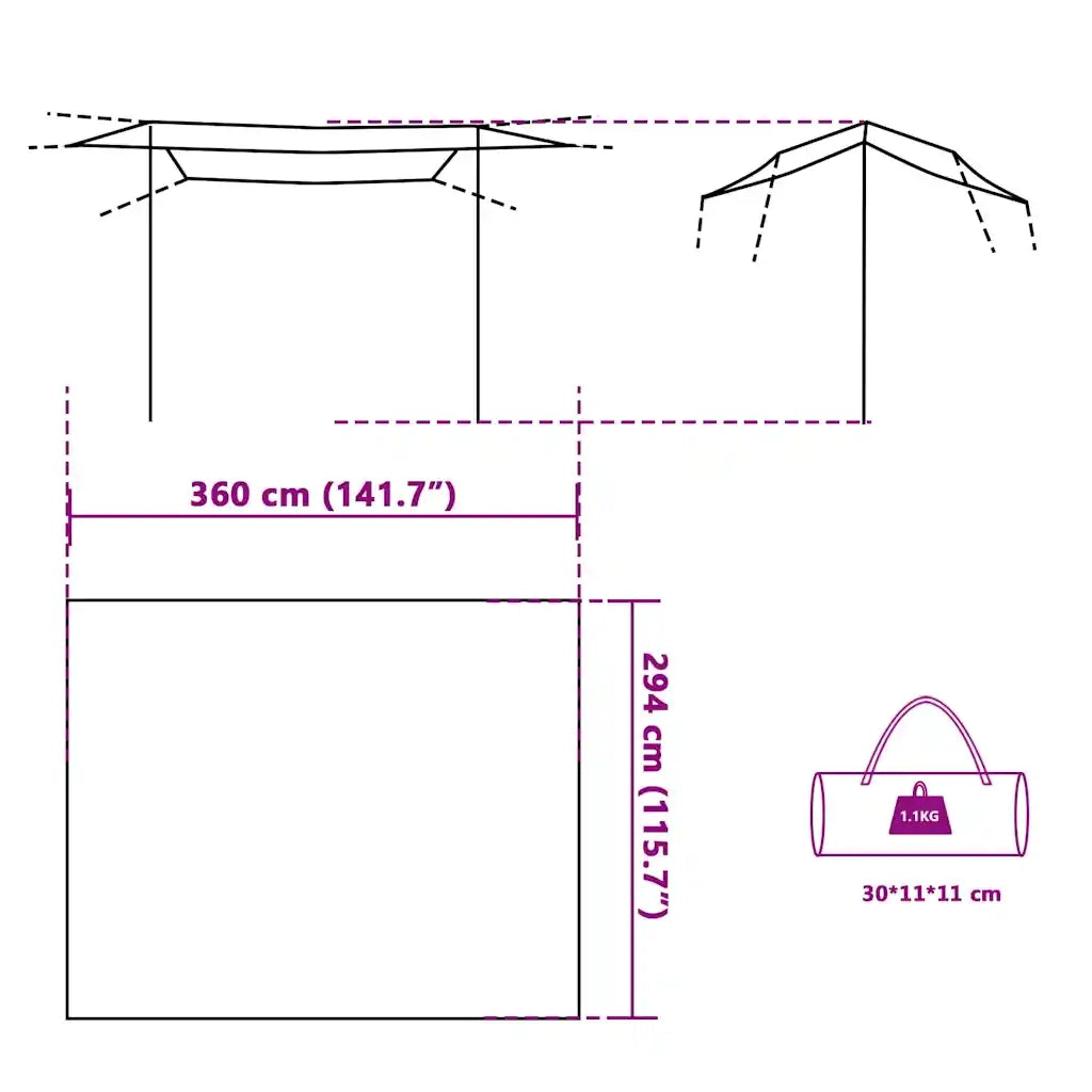 Telone da Campeggio Grigio/Arancione 360x294 cm Impermeabile 94657