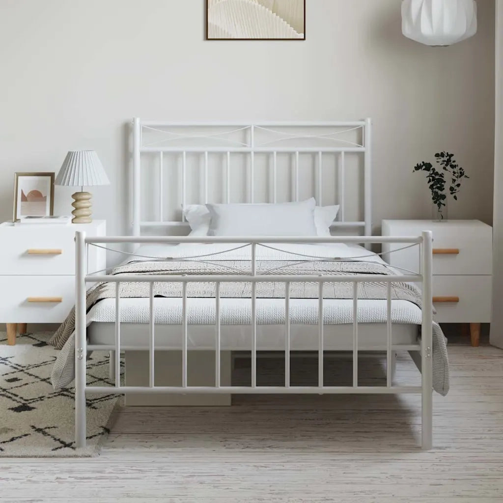 Giroletto con Testiera e Pediera Metallo Bianco 100x200 cmcod mxl 83940