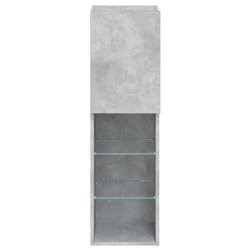 Mobili TV con Luci LED 2pz | Armadietto TV | Mobile Porta TV Grigio Cemento 30,5x30x102 cm